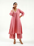 Old rose cotton kurta with lace work