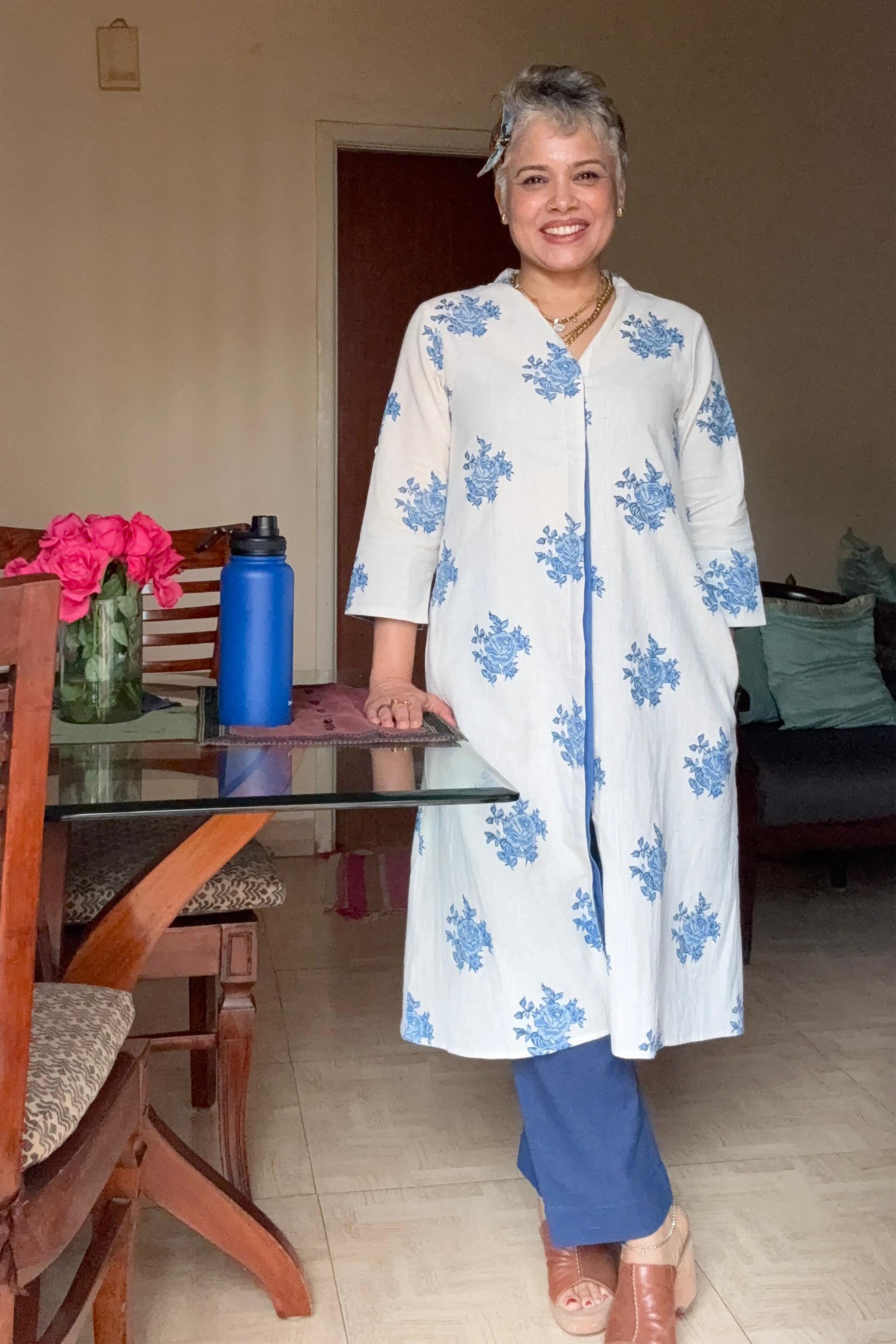 Hand Block Print Cotton Linen Midi
