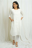 White Checkered Kurta with Slip - Cyan India