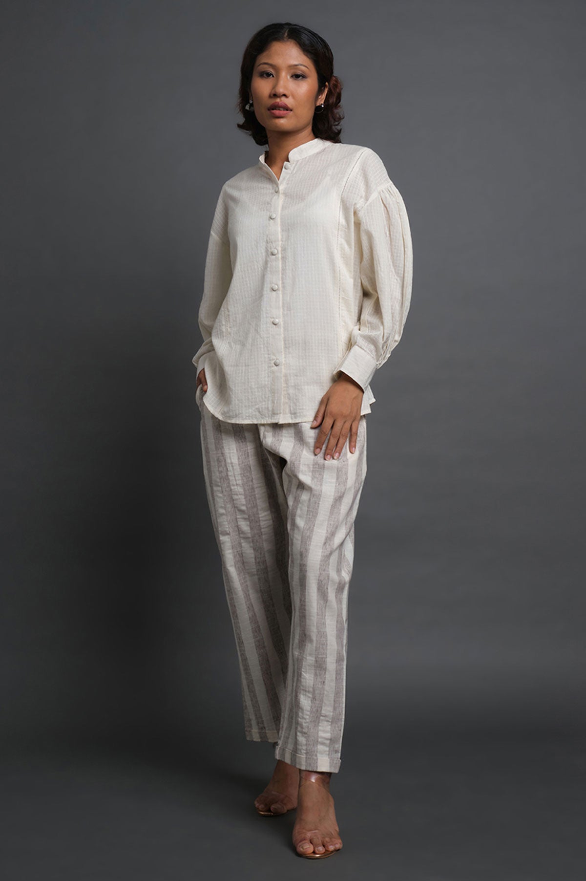 White Cotton Comfort Shirt - Cyan India