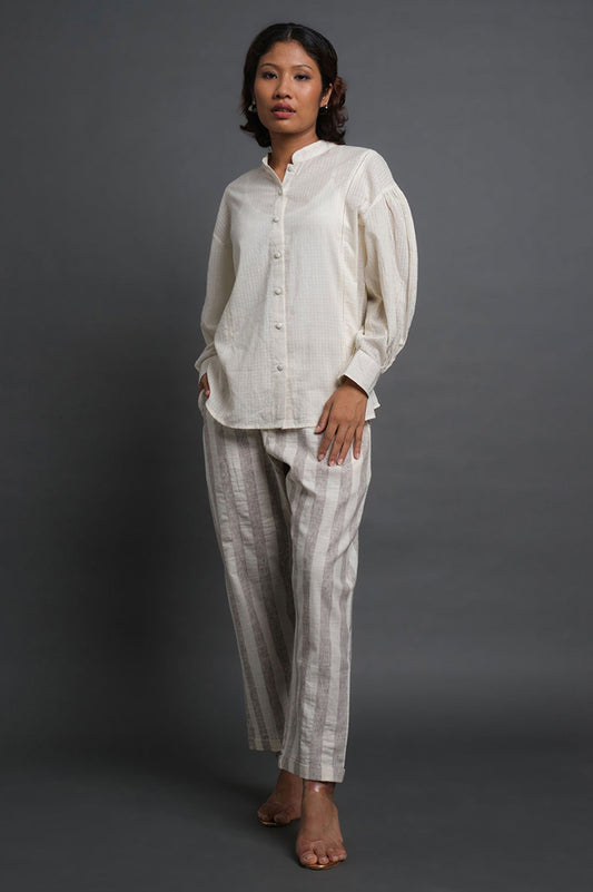 White Cotton Comfort Shirt - Cyan India
