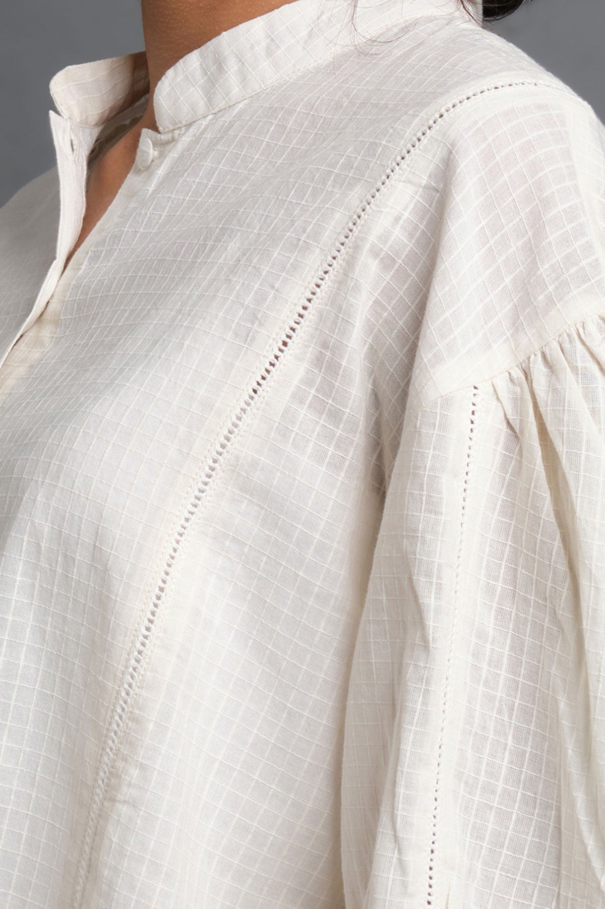 White Cotton Comfort Shirt - Cyan India