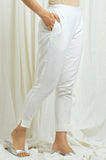 White Cotton Slub Pants - Cyan India
