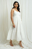 White Tiered Crepe Dress - Cyan India