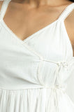 White Tiered Crepe Dress - Cyan India