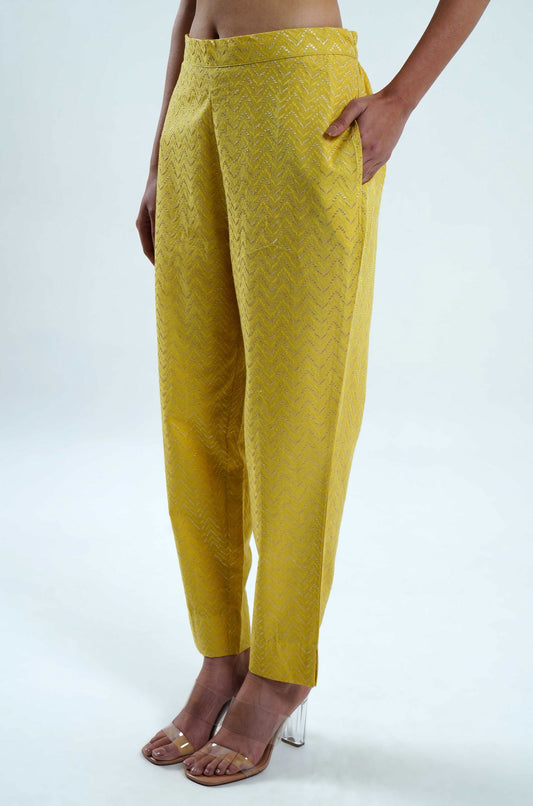 Yellow Chevrons Pants - Cyan India