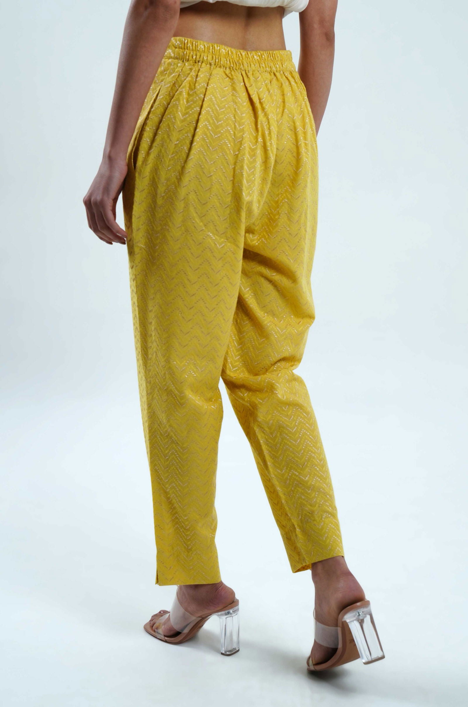 Yellow Chevrons Pants - Cyan India