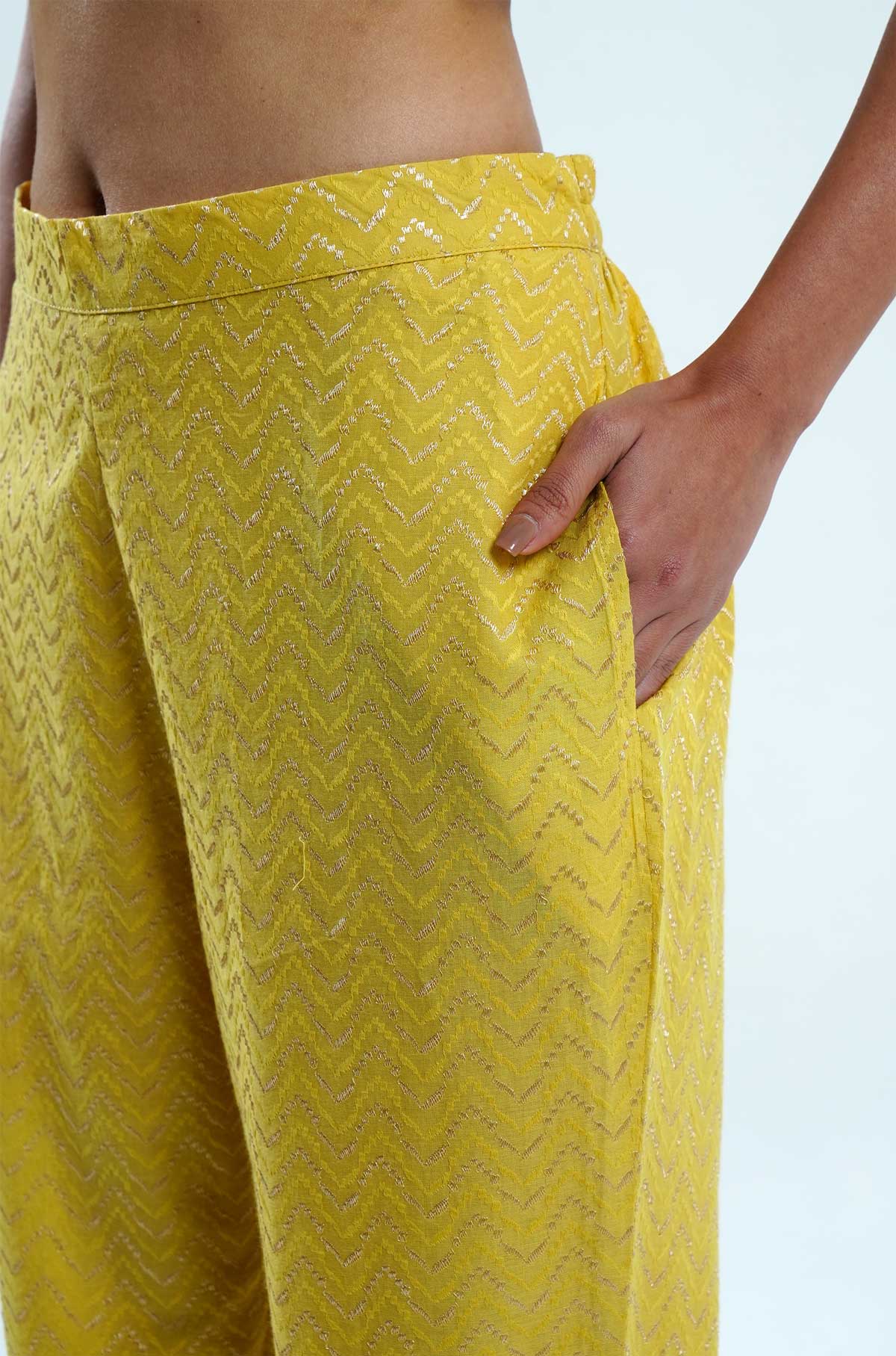 Yellow Chevrons Pants - Cyan India