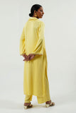 Yellow Modal Satin Collar Kurta Set - Cyan India