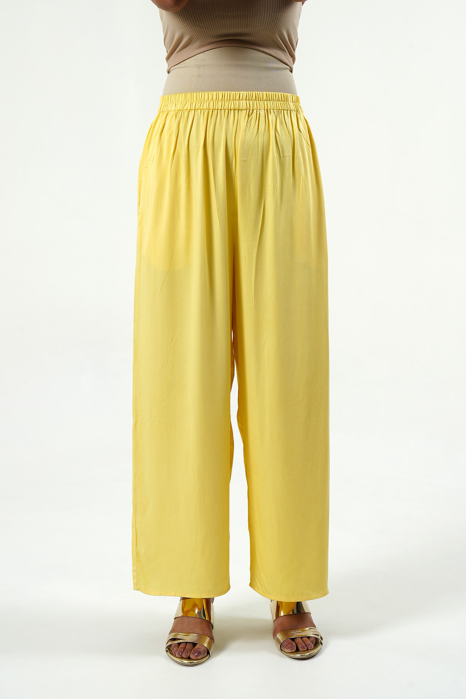 Yellow Modal Satin Collar Kurta Set - Cyan India