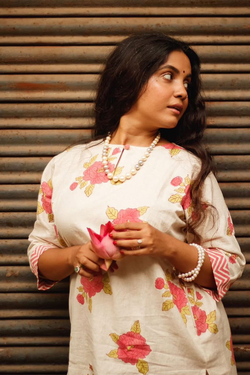 Summer Bloom Cotton-Linen Shirt