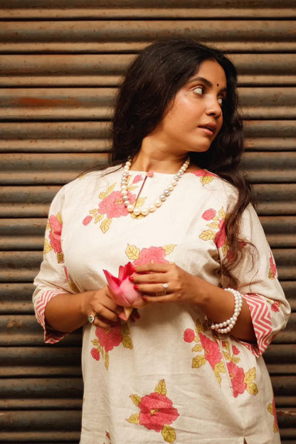 Summer Bloom Cotton-Linen Shirt